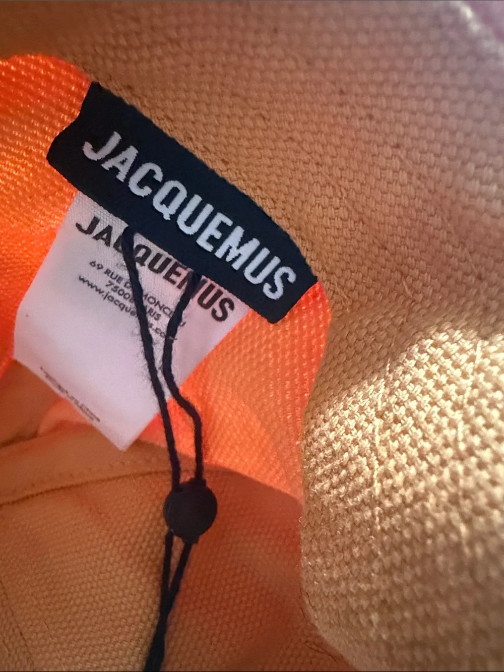 Jacquemus Orange Cap with Pink Logo Graphic